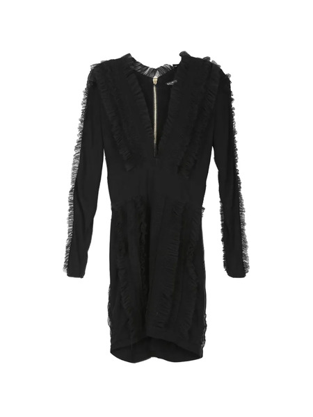  Balmain Pre-owned Vestido Corto Con Volantes - Negro 