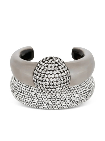  Balmain Set De Dos Brazaletes Con Apliques De Strass - Plateado 