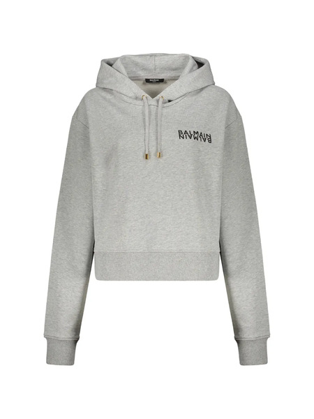  Balmain Sudadera Con Capucha Y Logo - Gris 
