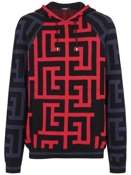  Balmain Sudadera Con Capucha Y Monograma - Azul 
