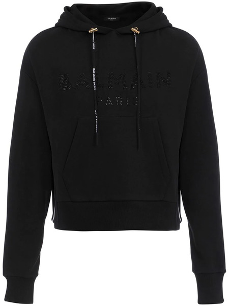  Balmain Sudadera Con Capucha Y Strass - Negro 