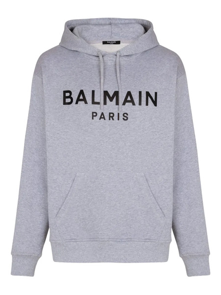  Balmain Sudadera De Algodón Estampada Con Capucha - Gris 