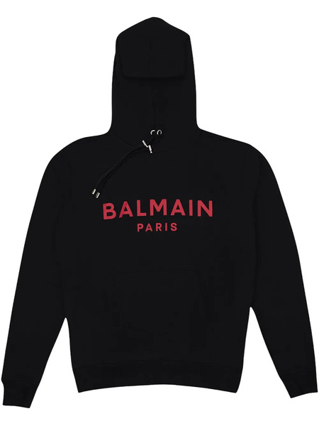  Balmain Sudadera Estampada Con Capucha - Negro 