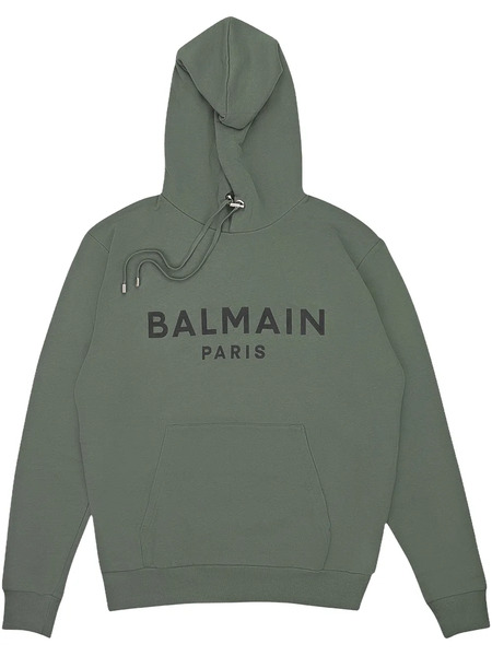  Balmain Sudadera Estampada Con Capucha - Verde 