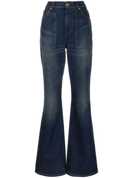  Balmain Vaqueros Acampanados De Talle Alto - Azul 