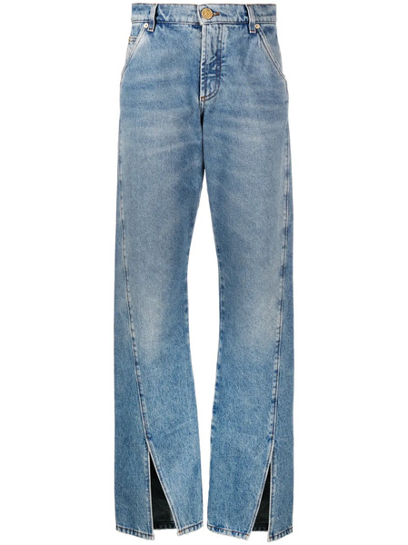  Balmain Vaqueros Bootcut Con Abertura Frontal - Azul 