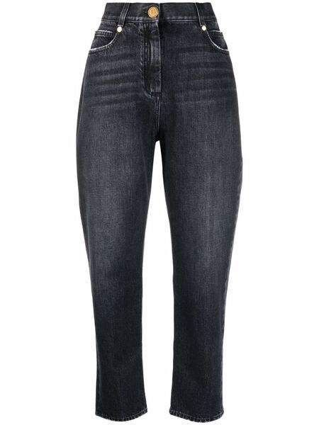  Balmain Vaqueros Boyfriend De Talle Bajo - Negro 