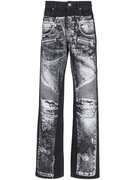 Balmain Vaqueros Con Estampado Trompe L'oeil - Negro 