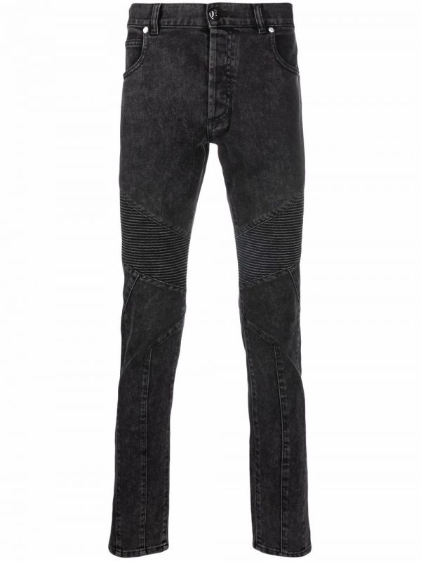  Balmain Vaqueros Con Logo En Relieve - Negro 