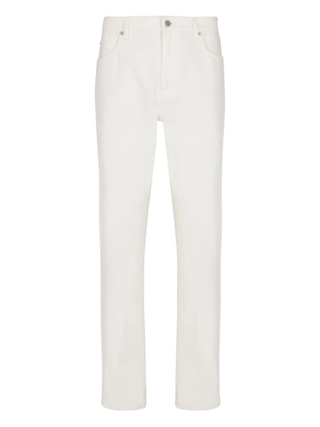  Balmain Vaqueros Rectos De Algodón - Blanco 