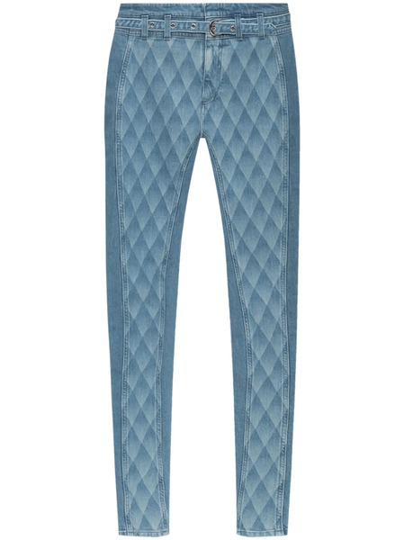  Balmain Vaqueros Skinny Con Estampado Geométrico - Azul 