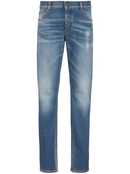  Balmain Vaqueros Slim De Talle Medio - Azul 