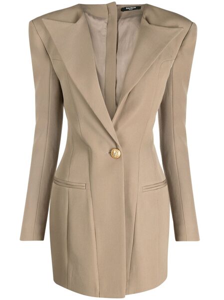  Balmain Vestido Con Diseño De Blazer Y Botones - Marrón 