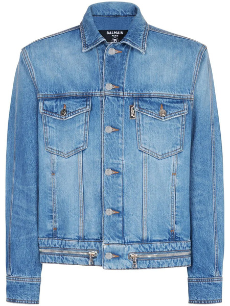  Balmain Zip-detail Denim Jacket - Azul 