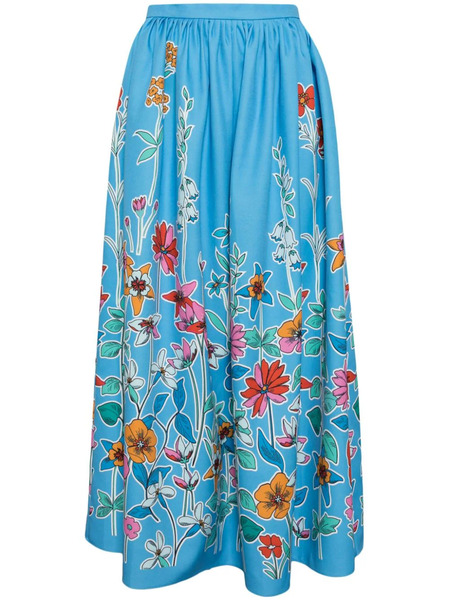  Bambah Falda Midi Hibiscus - Azul 