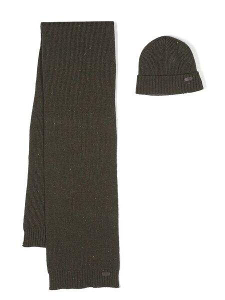  Barbour Set De Gorro Y Bufanda De Punto - Verde 