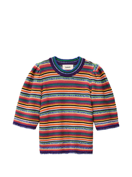  Ba&sh Farfaela Striped Puff-sleeve Jumper - Rosa 
