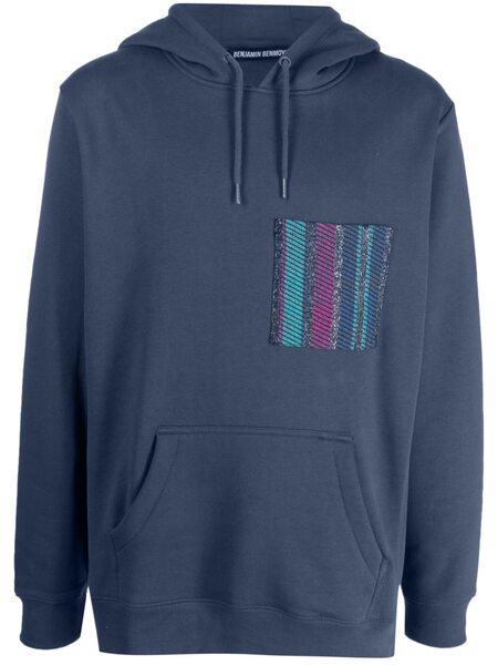  Benjamin Benmoyal Sudadera Con Capucha Y Parche A Rayas - Azul 