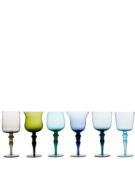  Bitossi Home Seis Vasos De Vino Esculpidos - Verde 