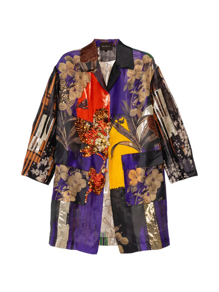  Biyan Abrigo Con Estampado Patchwork - Morado 