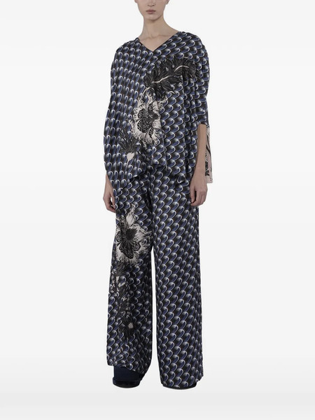  Biyan Blusa Con Apliques Estampados - Azul 