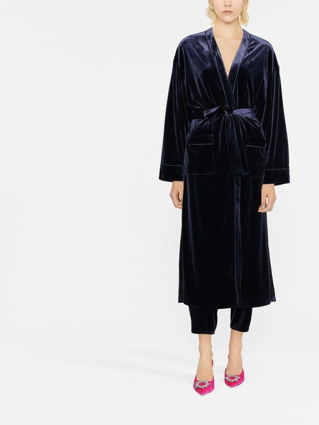  Blanca Vita Abrigo Con Cintura Lazada - Azul 