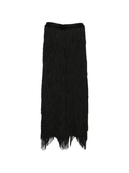  Bless Falda Larga Con Flecos - Negro 