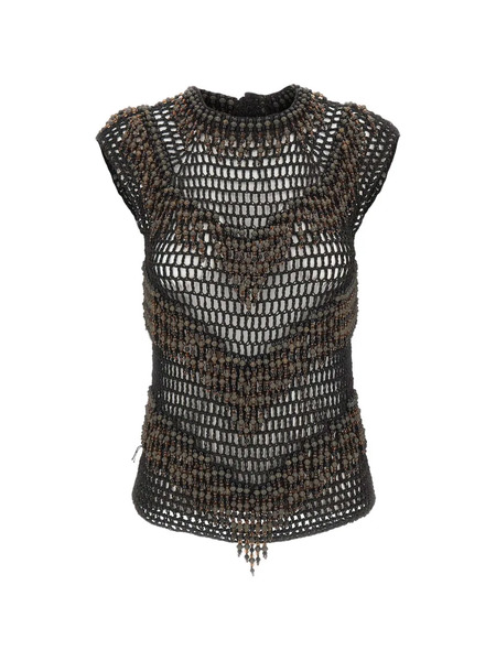  Bless Top Amaranto Con Cuentas - Negro 