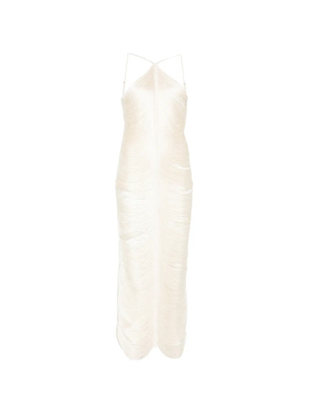  Bless Vestido Jade Con Flecos - Blanco 