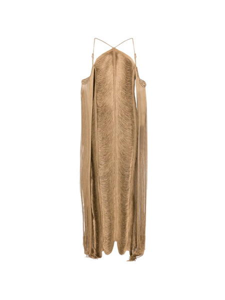  Bless Vestido Pelta Con Flecos - Neutro 