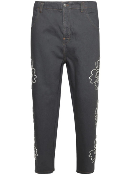  Bluemarble Vaqueros Con Bordado Hibiscus - Gris 