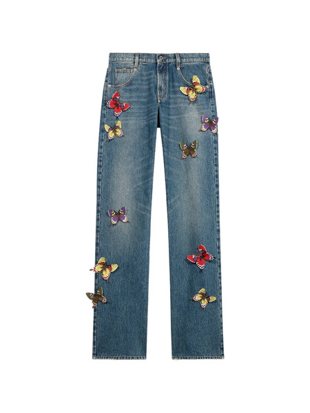  Blumarine Vaqueros Con Aplique De Mariposa - Azul 