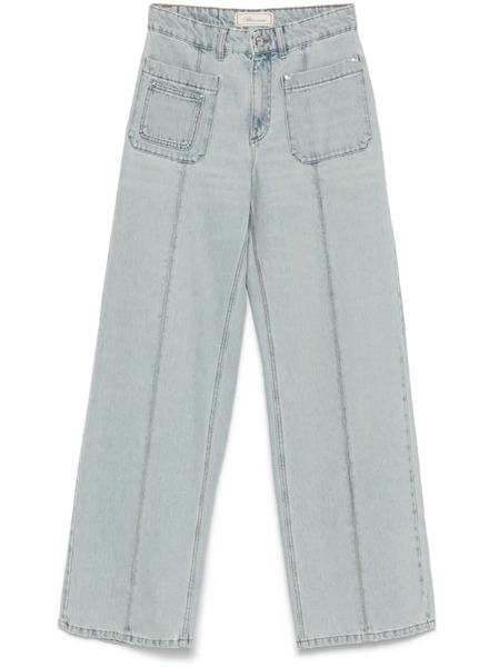  Blumarine Vaqueros Con Logo Bordado - Azul 