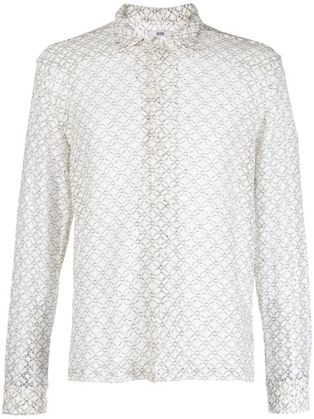  Bode Camisa Con Encaje Floral - Blanco 