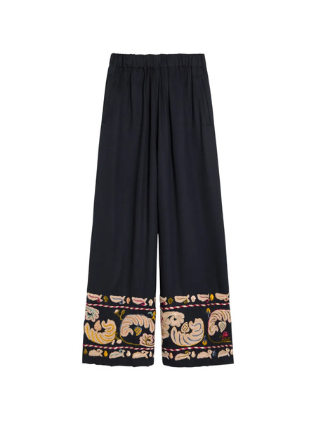  Bode Pantalones Anchos Bordados - Azul 
