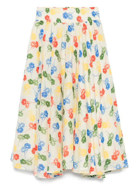  Bode Vestido Midi Con Sello Floral - Neutro 