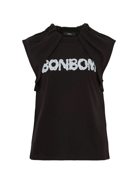  Bonbom Top Piercing Drapeado - Negro 
