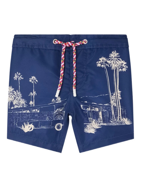  Bonpoint Bañador Con Cordones Estampados - Azul 