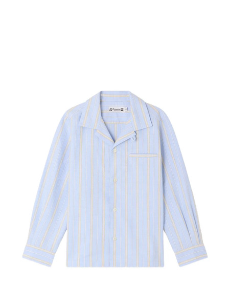  Bonpoint Camisa A Rayas De Algodón - Azul 