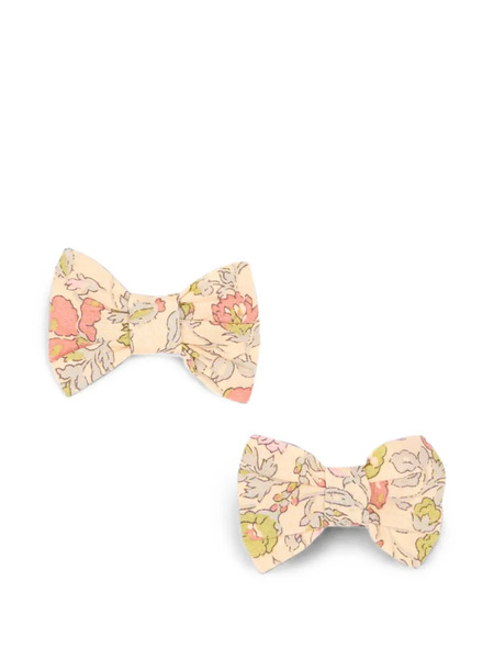  Bonpoint Floral-print Bow Hair Clips - Rosa 