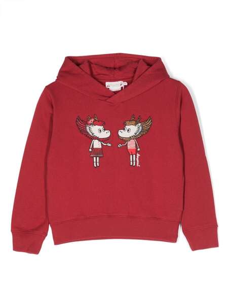  Bonpoint Sudadera Bordada Con Capucha - Rojo 