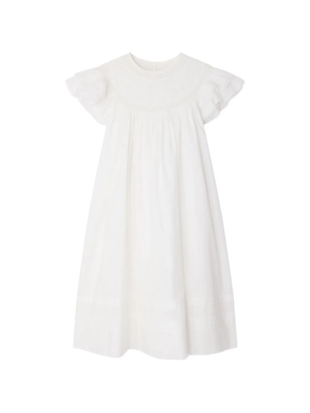  Bonpoint Vestido Leocardie Bordado A Mano - Blanco 
