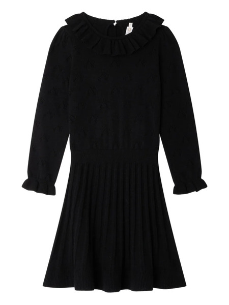  Bonpoint Vestido Plisado Con Volantes - Negro 