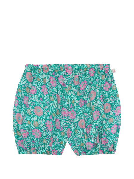  Bonton Bermudas Fruncidas Con Estampado Floral - Verde 