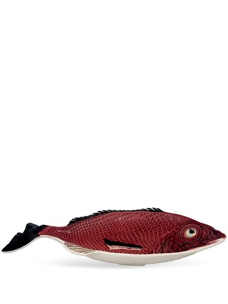  Bordallo Pinheiro Plato Peixes Con Motivo De Pez - Rojo 