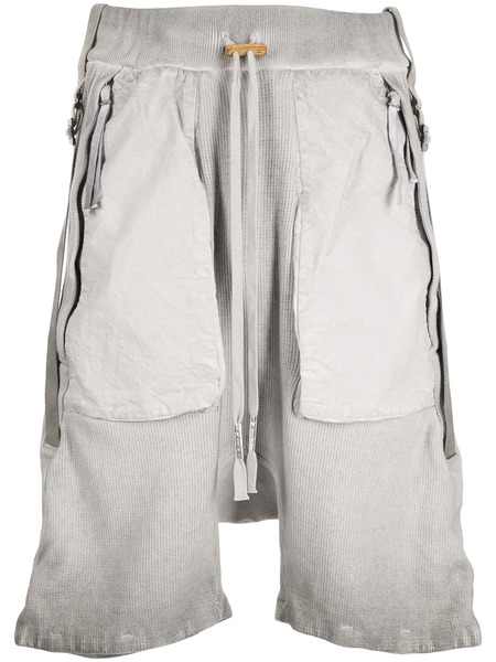  Boris Bidjan Saberi Pantalones Cortos De Chándal Con Efecto Lavado A La Piedra - Gris 