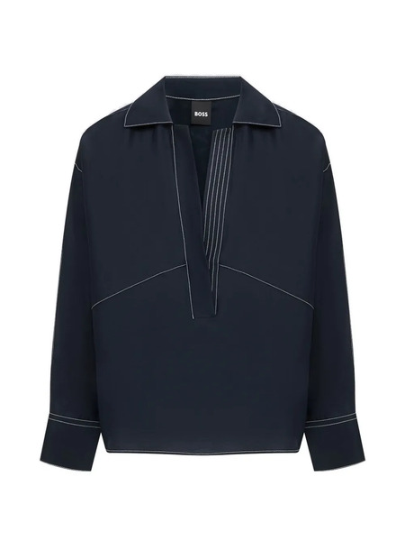 Boss Blusa Con Costuras En Contraste - Azul 