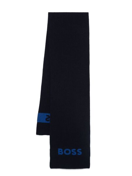  Boss Bufanda Con Logo De Intarsia - Azul 