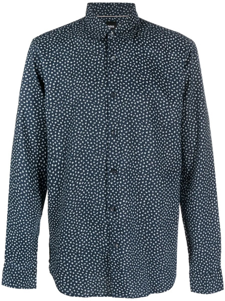  Boss Camisa Con Estampado Abstracto - Azul 