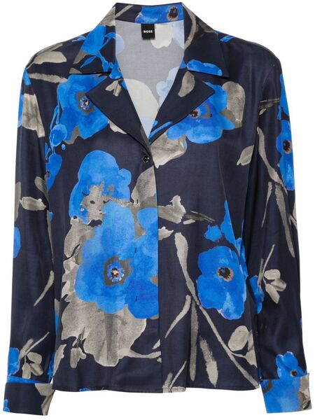  Boss Camisa Con Estampado Floral - Azul 
